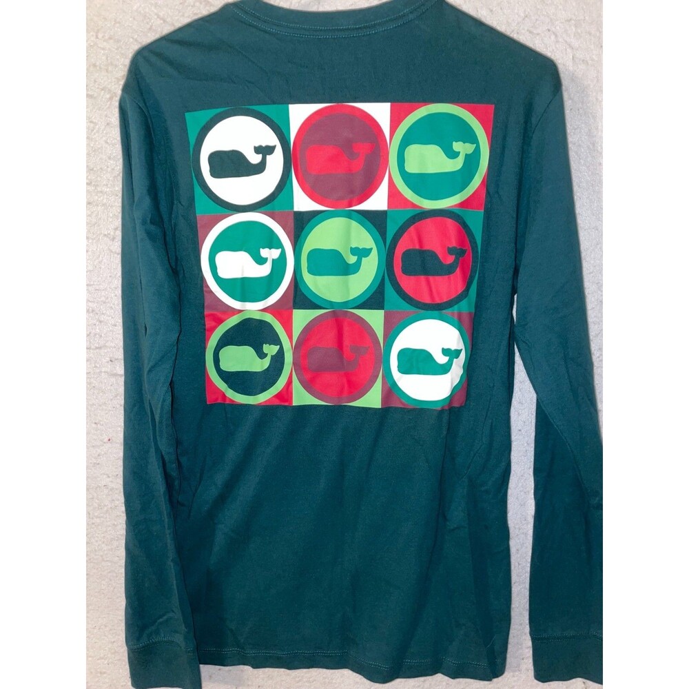 Vineyard Vines Men's Green Long Sleeve Whale Dot Pocket T-Shirt Men's XS Logo